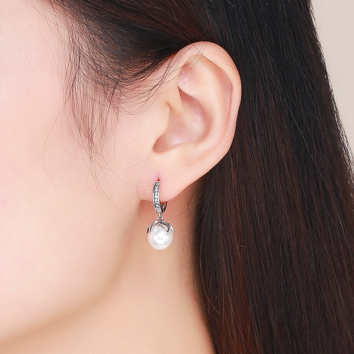 925 Sterling Silver Earrings with Quality Shell Pearl and CZ for Women DestGlow