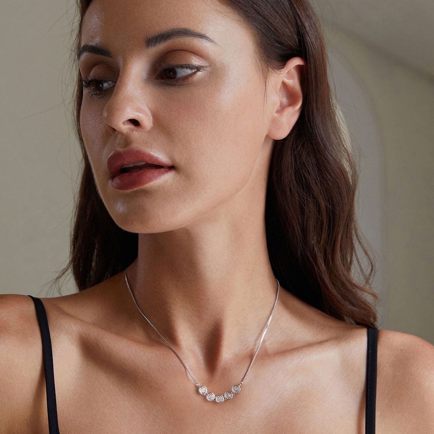 925 Sterling Silver 4mm Moissanite Plated Platinum Necklace for Women DestGlow