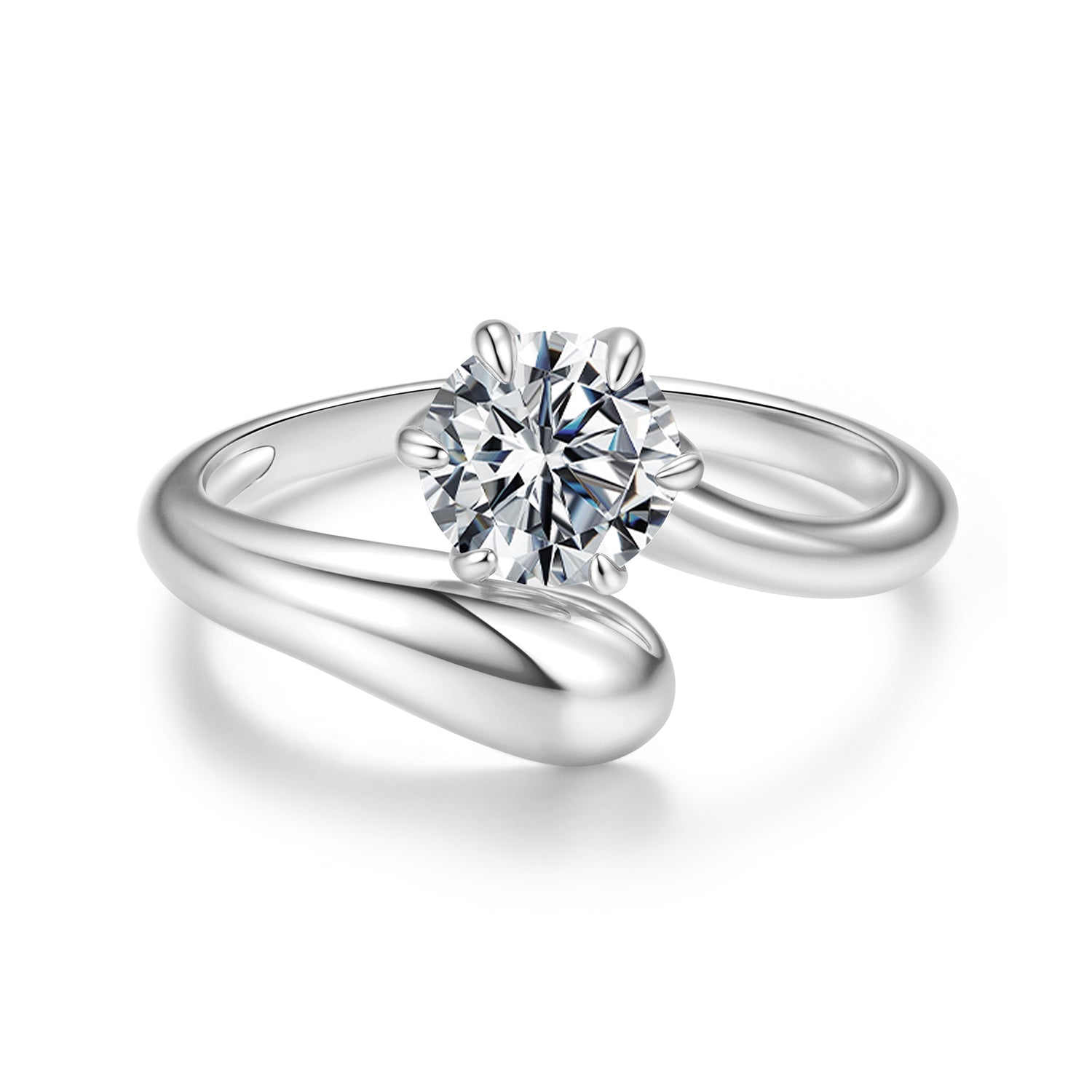 925 Sterling Silver 1 Carat Moissanite Ring for Women DestGlow