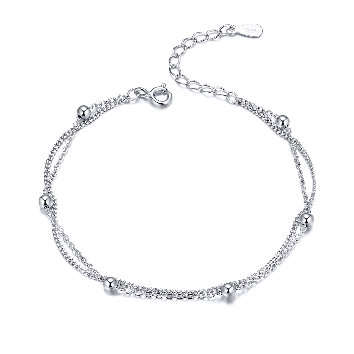 925 Sterling Silver Adjustable 19cm Bracelet for Women DestGlow