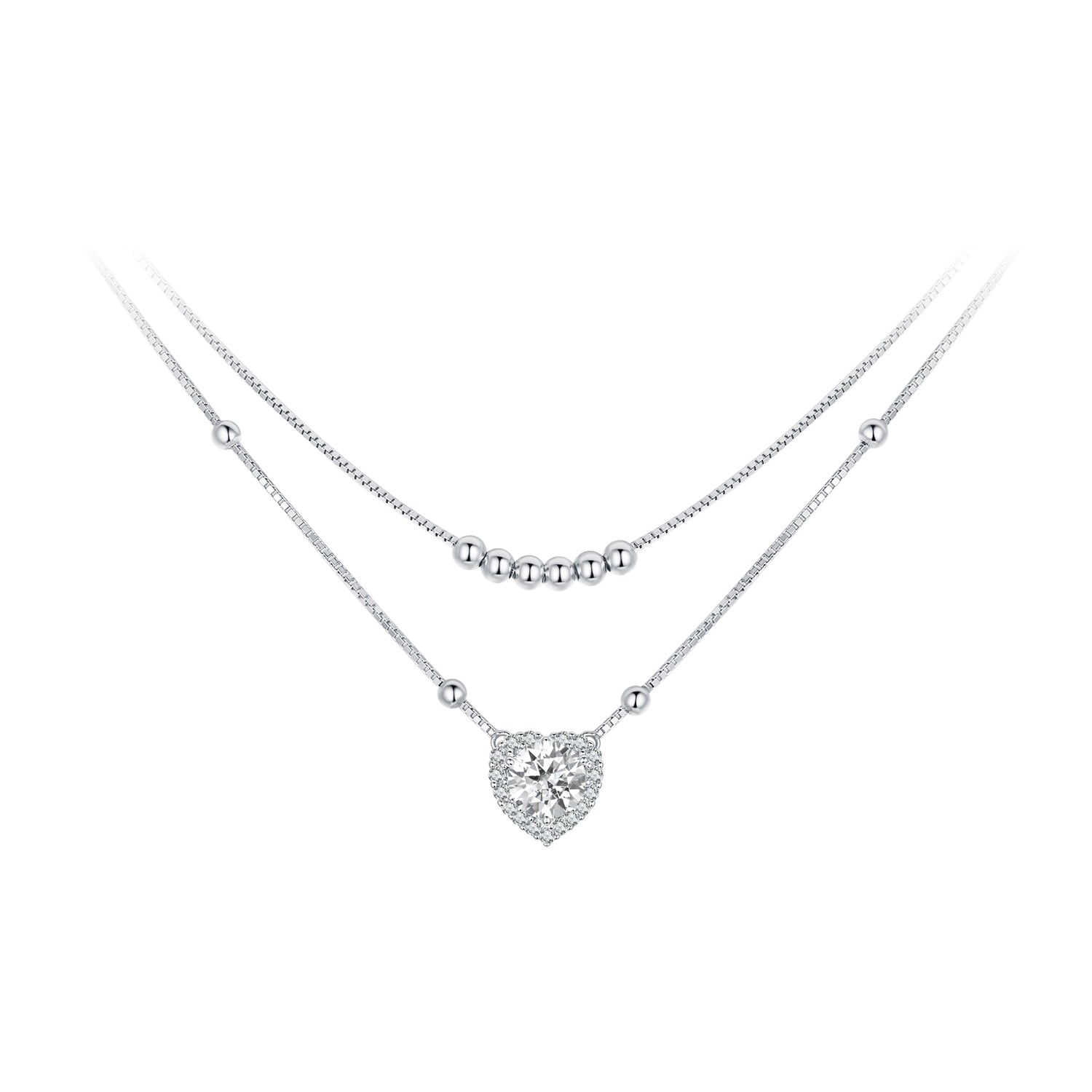 925 Sterling Silver 6.5mm Moissanite Necklace with Pavé Setting for Women DestGlow