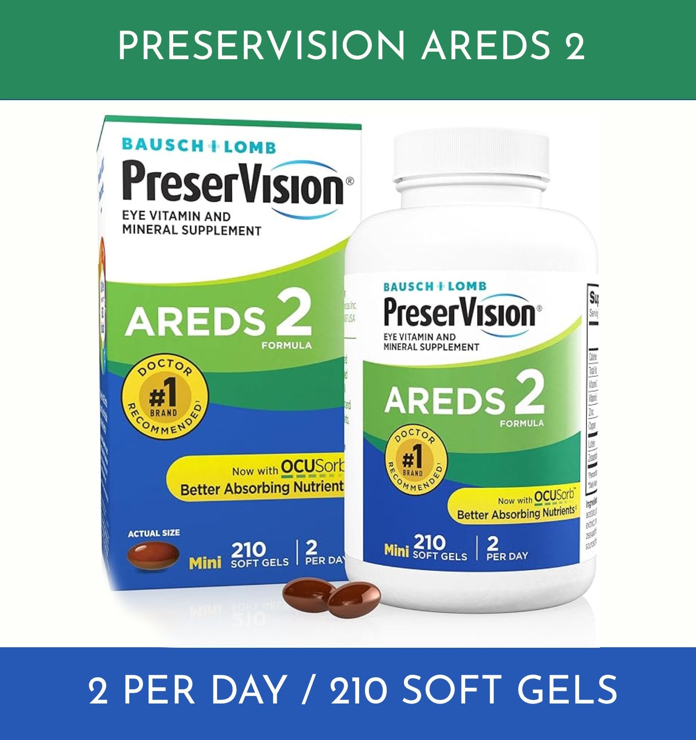 PreserVision AREDS 2 - 210 count Soft Gels - Eye Vitamin & Mineral Supplement - EXP 08/2027 by BalanceX