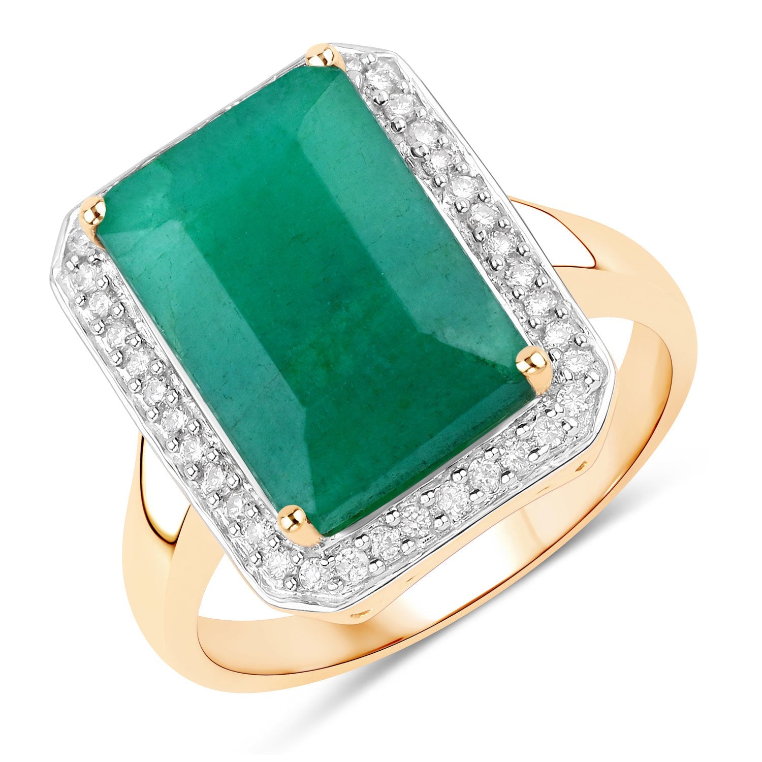 5.71 Carat Dyed Emerald and White Diamond 14K Yellow Gold Ring by Bids.com