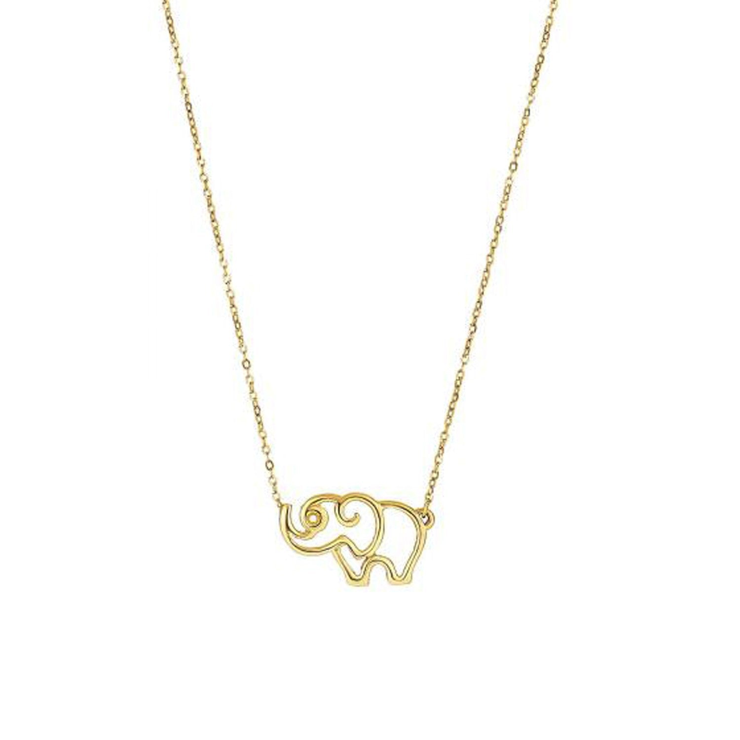 14k Yellow Gold Elephant Necklace DestGlow