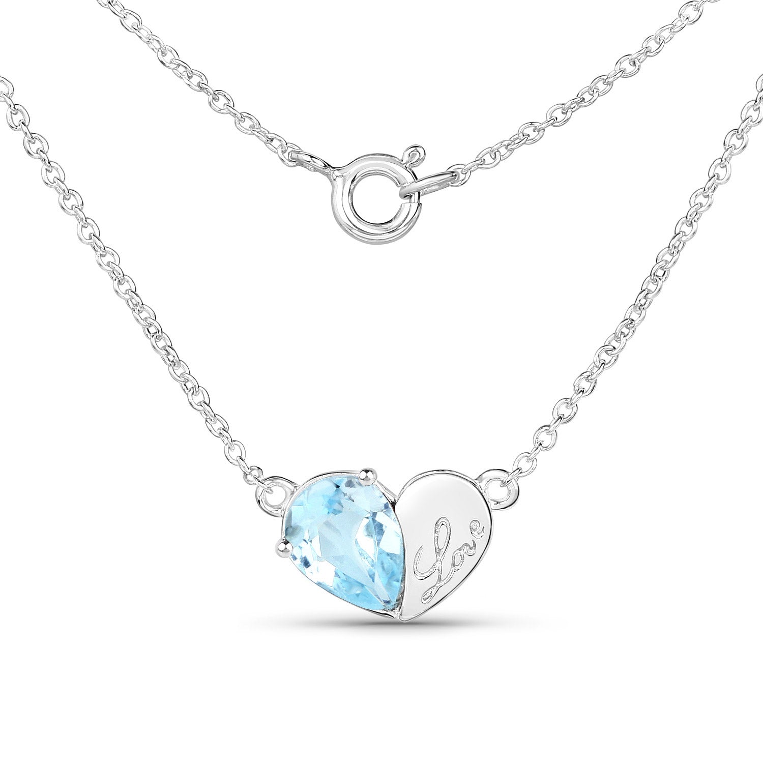 1.90 Carat Genuine Blue Topaz .925 Sterling Silver Pendant DestGlow