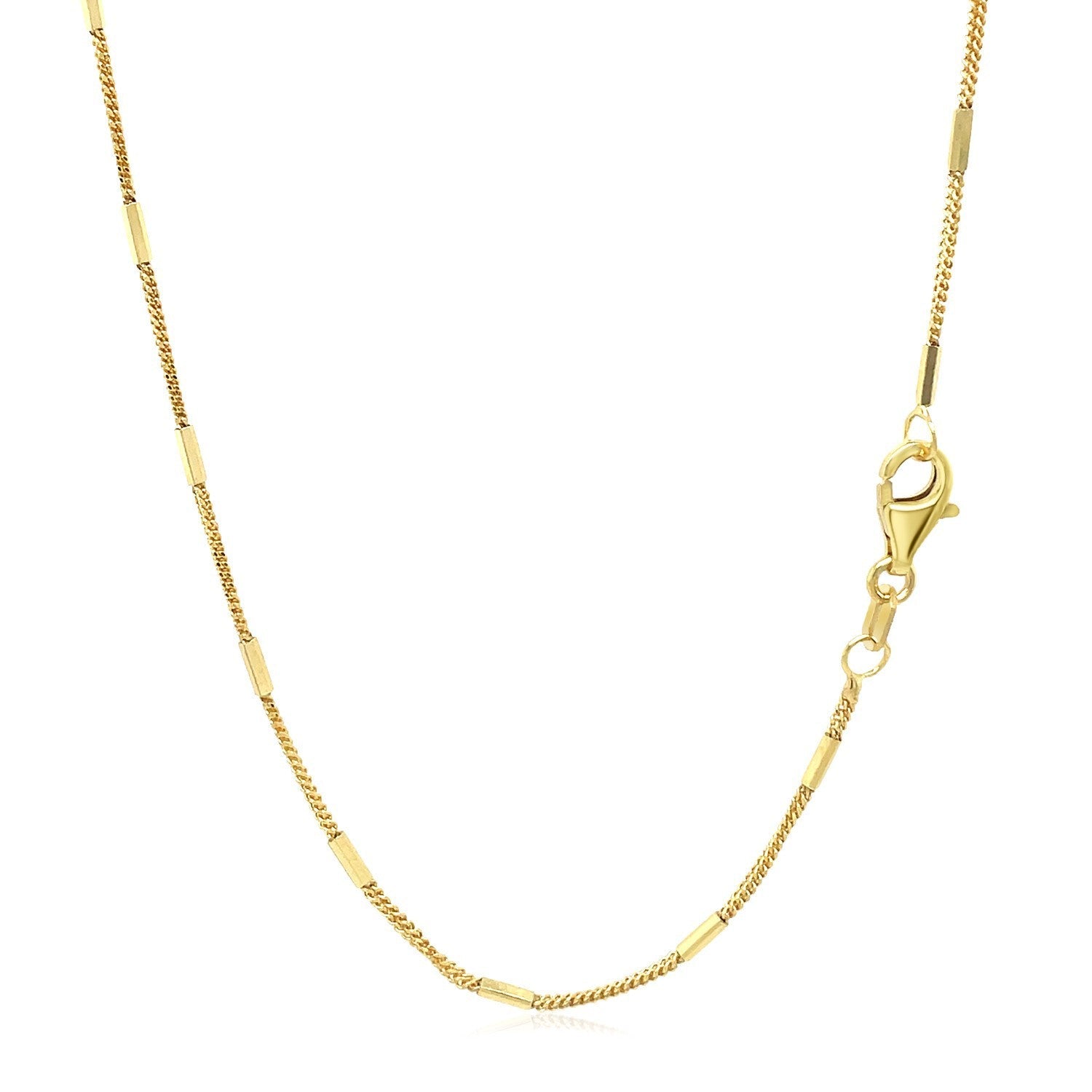 Diamond Cut Bar Links Pendant Chain in 14k Yellow Gold (1.3mm) by Bids.com