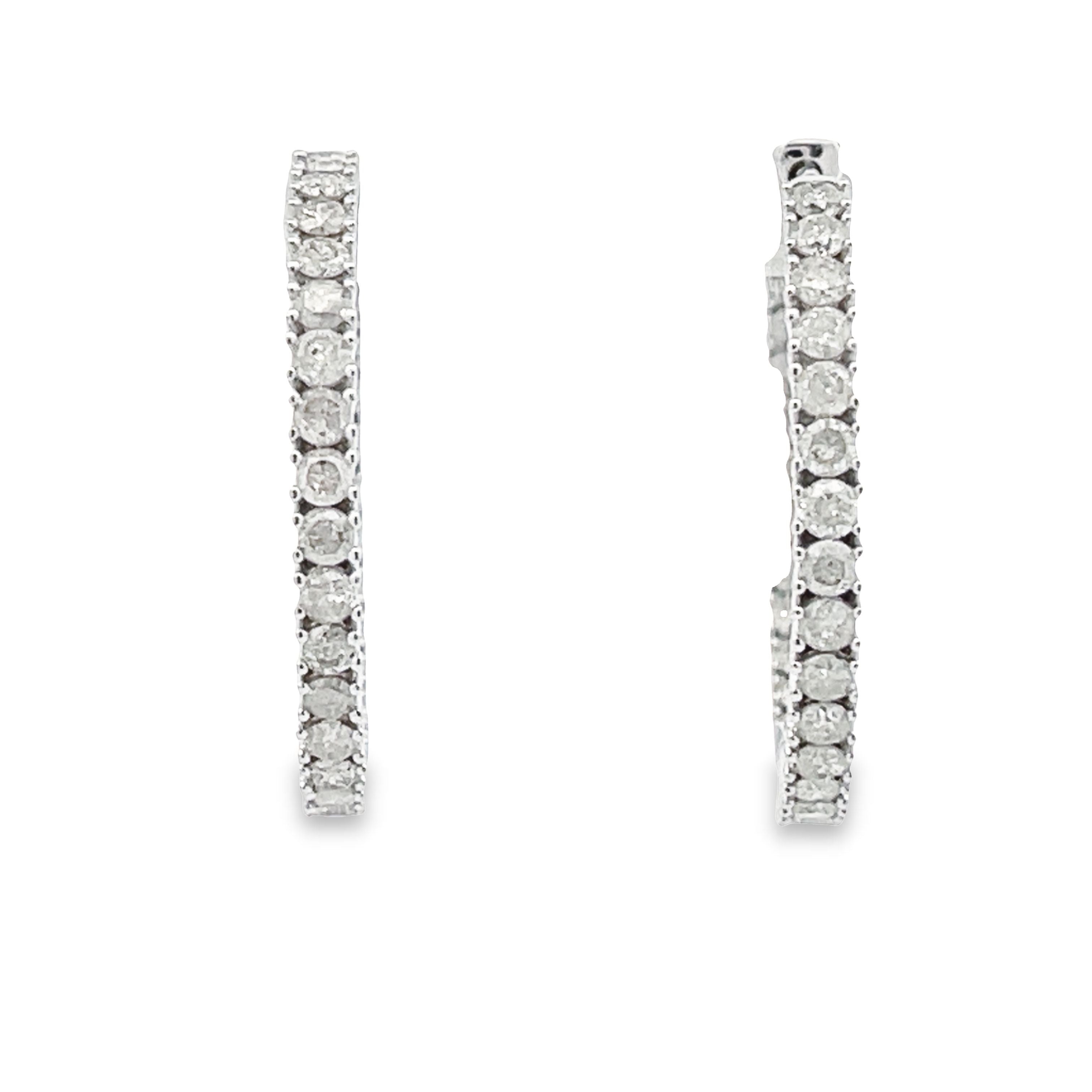 Genuine 1.53ct Diamond Hoop Earrings 10KT White Gold by Bids.com