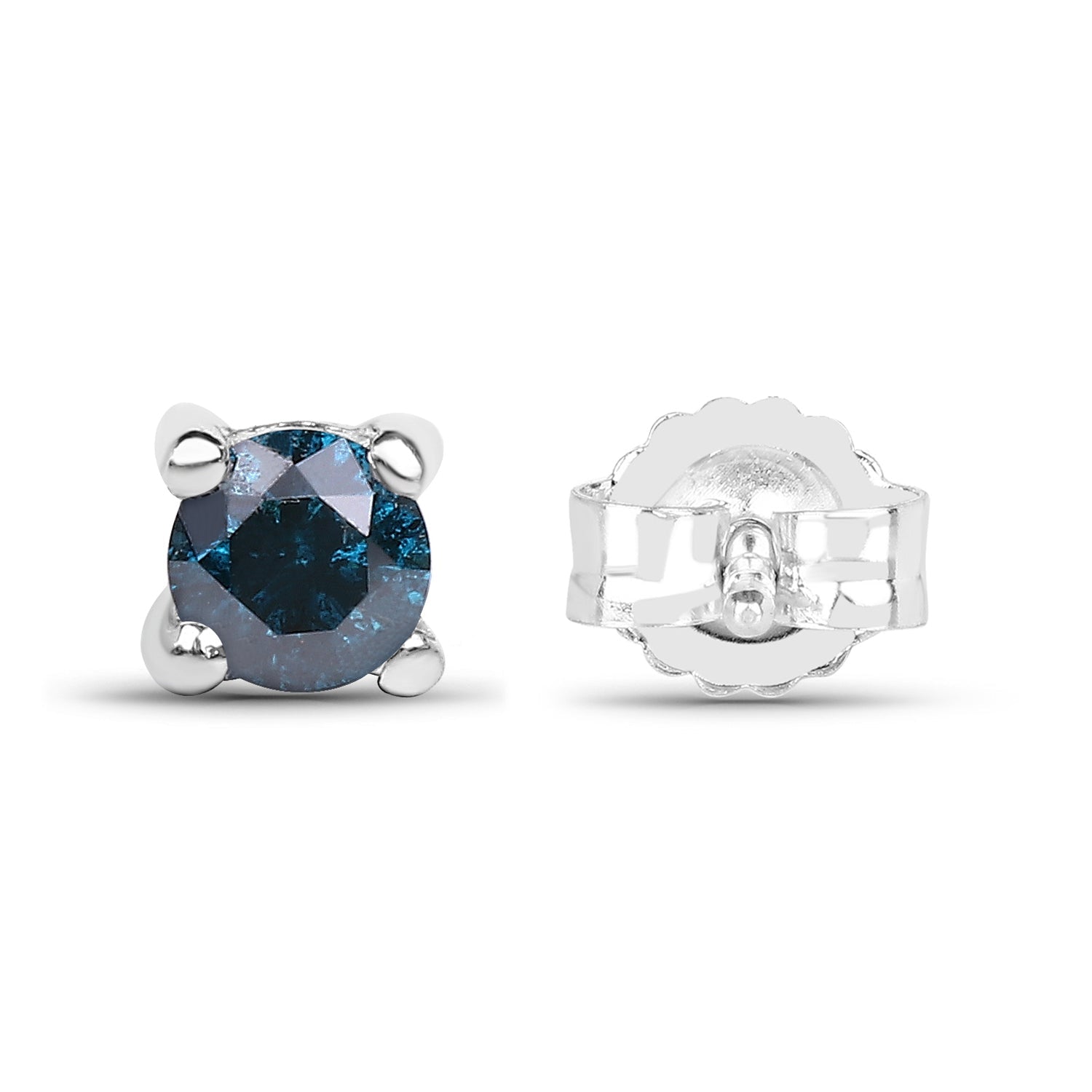 0.21 Carat Genuine Blue Diamond .925 Sterling Silver Earrings DestGlow