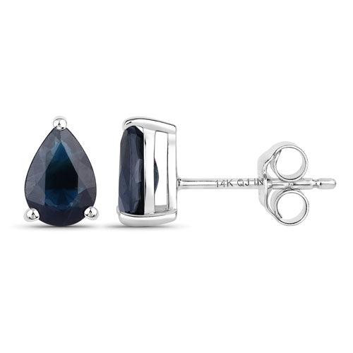 1.60 Carat Genuine Blue Sapphire 14K White Gold Earrings by Bids.com