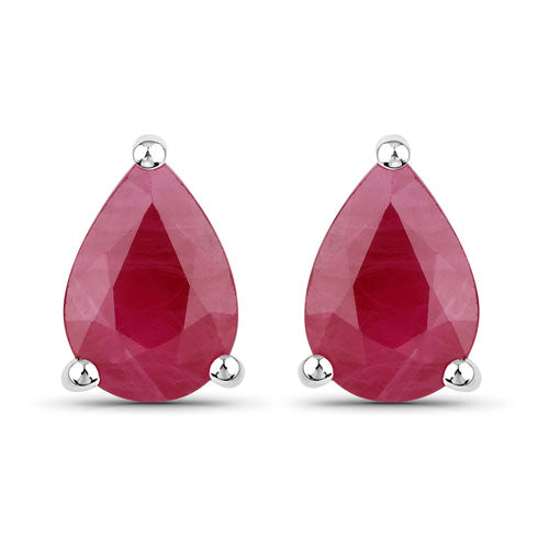 1.60 Carat Genuine Ruby 10K White Gold Earrings DestGlow
