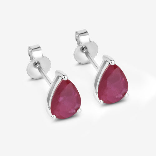 1.60 Carat Genuine Ruby 10K White Gold Earrings DestGlow