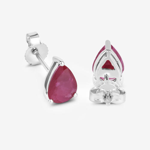 1.60 Carat Genuine Ruby 10K White Gold Earrings DestGlow