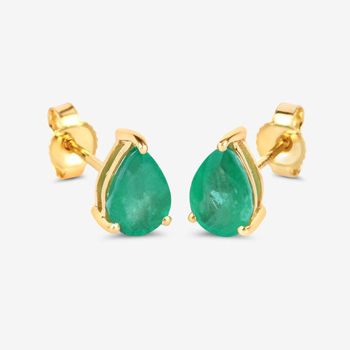 1.30 Carat Genuine Zambian Emerald 10K Yellow Gold Earrings by Bids.com