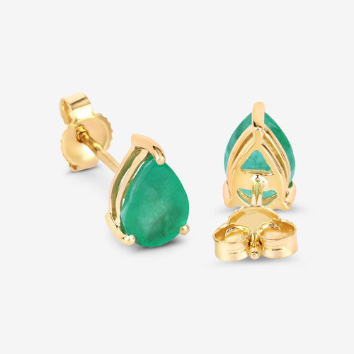 1.30 Carat Genuine Zambian Emerald 10K Yellow Gold Earrings by Bids.com
