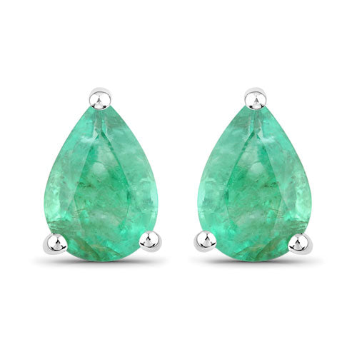 1.30 Carat Genuine Zambian Emerald 14K White Gold Earrings by Bids.com