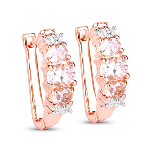 1.32 Carat Genuine Morganite and White Topaz .925 Sterling Silver Earrings by Bids.com