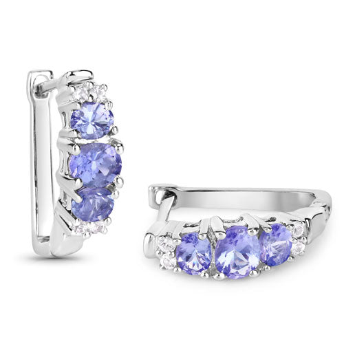1.52 Carat Genuine Tanzanite and White Topaz .925 Sterling Silver Earrings DestGlow