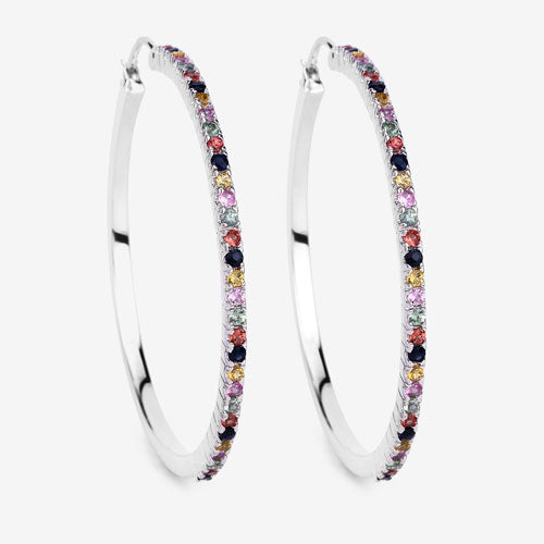 2.24 Carat Genuine Multi Sapphire .925 Sterling Silver Earrings by Bids.com