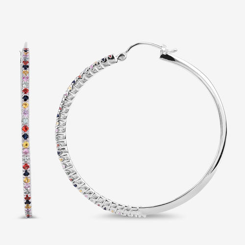 2.24 Carat Genuine Multi Sapphire .925 Sterling Silver Earrings by Bids.com