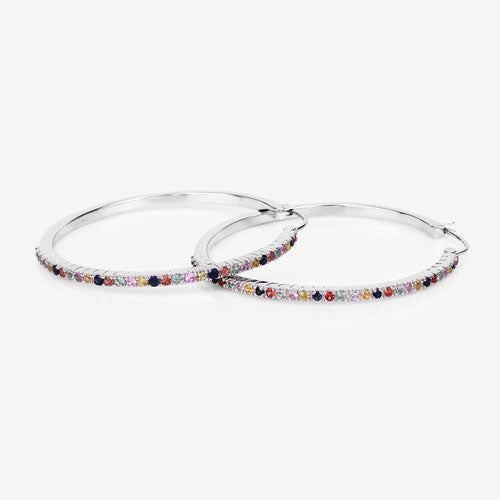 2.24 Carat Genuine Multi Sapphire .925 Sterling Silver Earrings by Bids.com
