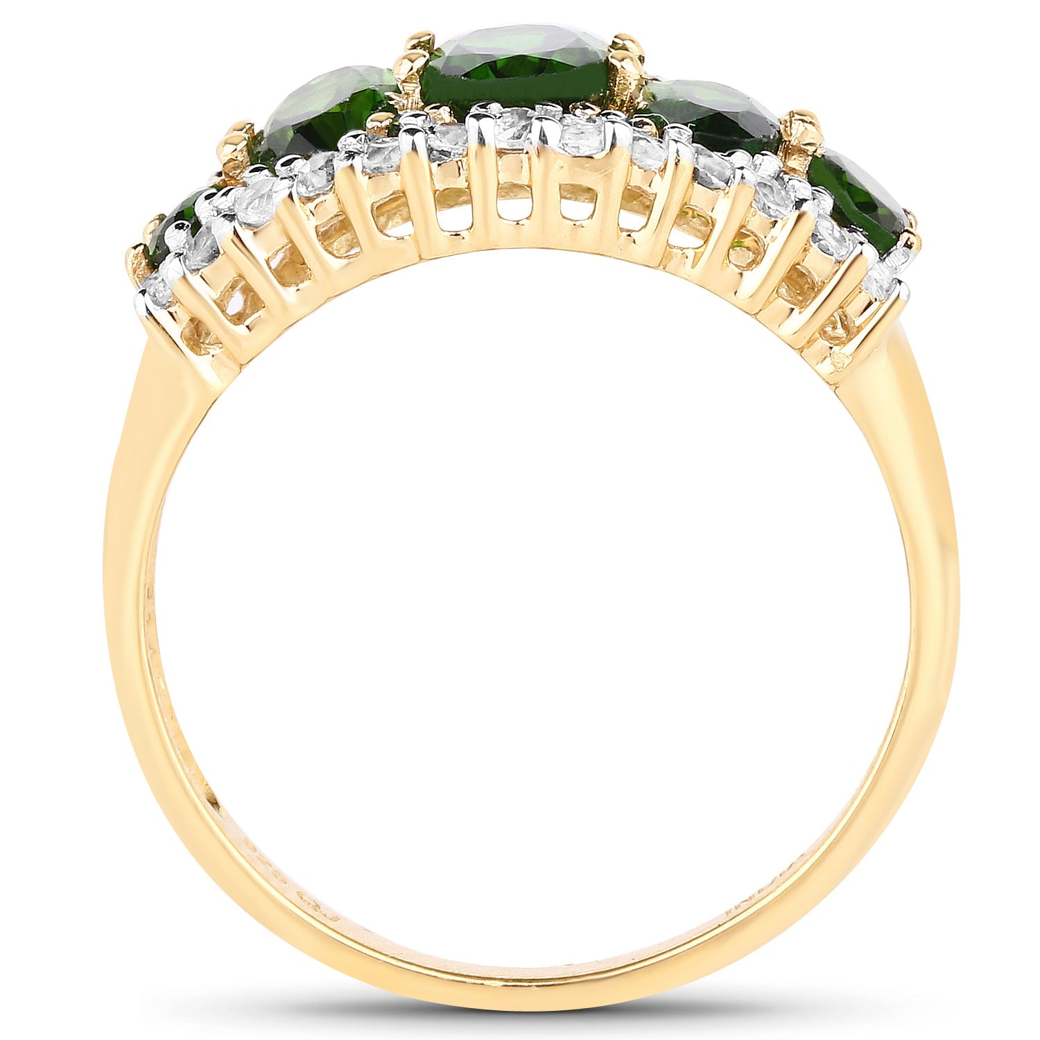18K Yellow Gold Plated 2.70 Carat Genuine Chrome Diopside and White Topaz .925 Sterling Silver Ring by Bids.com