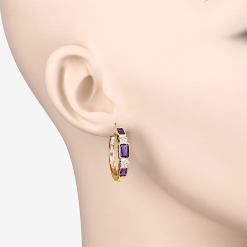 2.18 Carat Genuine Amethyst and White Topaz .925 Sterling Silver Earrings by Bids.com