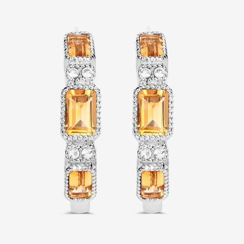 2.88 Carat Genuine Citrine and White Topaz .925 Sterling Silver Earrings by Bids.com