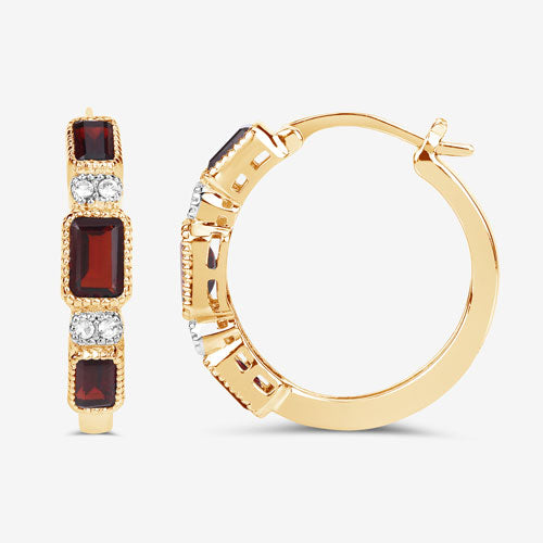 2.78 Carat Genuine Garnet and White Topaz .925 Sterling Silver Earrings DestGlow