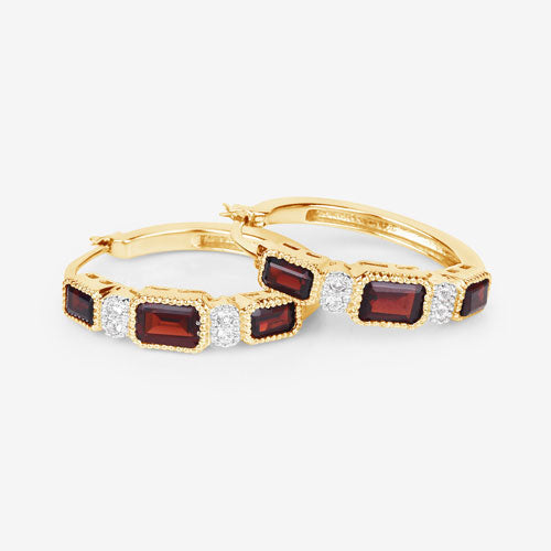 2.78 Carat Genuine Garnet and White Topaz .925 Sterling Silver Earrings DestGlow