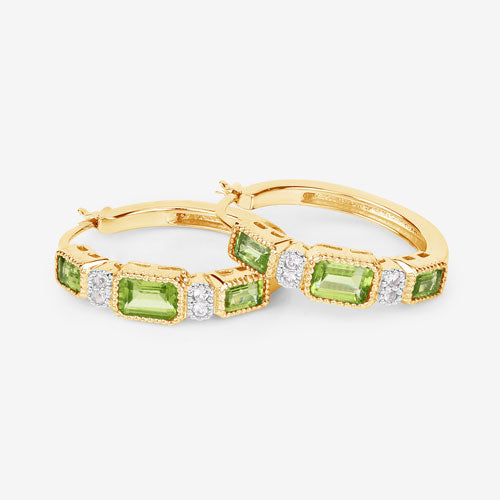 2.40 Carat Genuine Peridot and White Topaz .925 Sterling Silver Earrings DestGlow