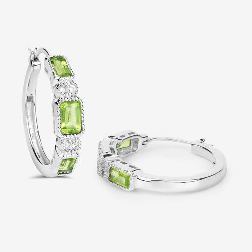 2.40 Carat Genuine Peridot and White Topaz .925 Sterling Silver Earrings DestGlow