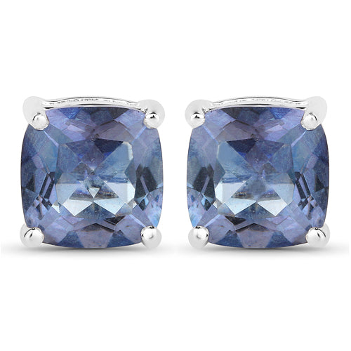 4.20cttw Royal Blue Mystic Quartz .925 Sterling Silver Earrings DestGlow