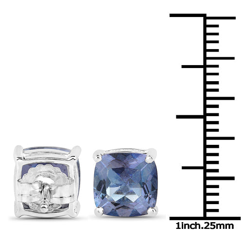 4.20cttw Royal Blue Mystic Quartz .925 Sterling Silver Earrings DestGlow