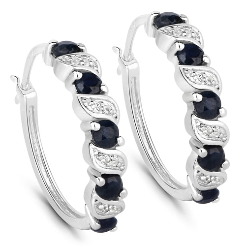 1.28 Carat Genuine Blue Sapphire and White Topaz .925 Sterling Silver Earrings DestGlow