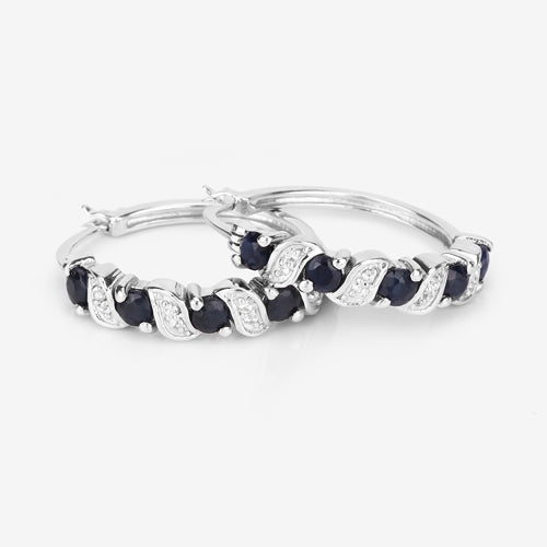 1.28 Carat Genuine Blue Sapphire and White Topaz .925 Sterling Silver Earrings DestGlow