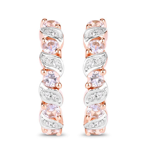 0.98 Carat Genuine Morganite and White Topaz .925 Sterling Silver Earrings by Bids.com