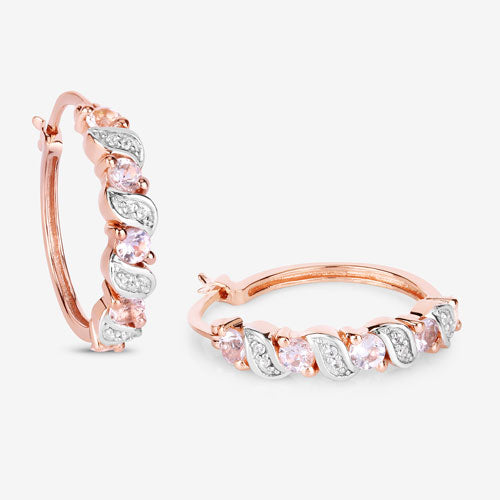 0.98 Carat Genuine Morganite and White Topaz .925 Sterling Silver Earrings by Bids.com