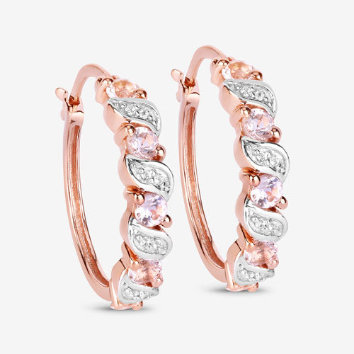 0.98 Carat Genuine Morganite and White Topaz .925 Sterling Silver Earrings by Bids.com