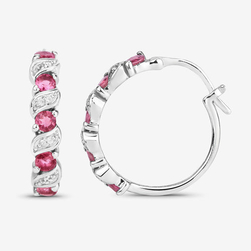 1.28 Carat Genuine Pink Tourmaline and White Topaz .925 Sterling Silver Earrings DestGlow