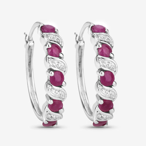 1.38 Carat Genuine Ruby and White Topaz .925 Sterling Silver Earrings DestGlow