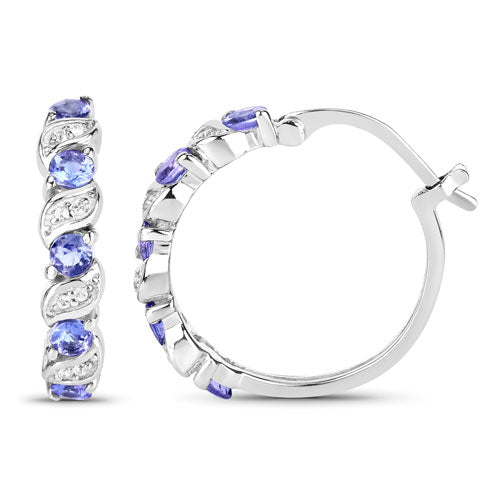 1.08 Carat Genuine Tanzanite and White Topaz .925 Sterling Silver Earrings DestGlow