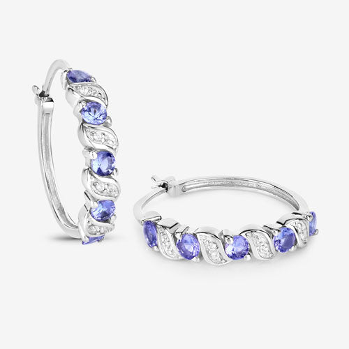 1.08 Carat Genuine Tanzanite and White Topaz .925 Sterling Silver Earrings DestGlow