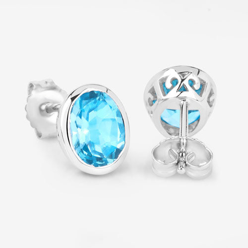 4.00 Carat Genuine Swiss Blue Topaz .925 Sterling Silver Earrings by Bids.com
