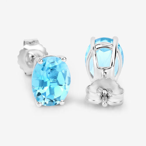 4.00 Carat Genuine Swiss Blue Topaz .925 Sterling Silver Earrings by Bids.com