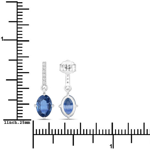 1.95 Carat Genuine Blue Sapphire and White Diamond 14K White Gold Earrings by Bids.com