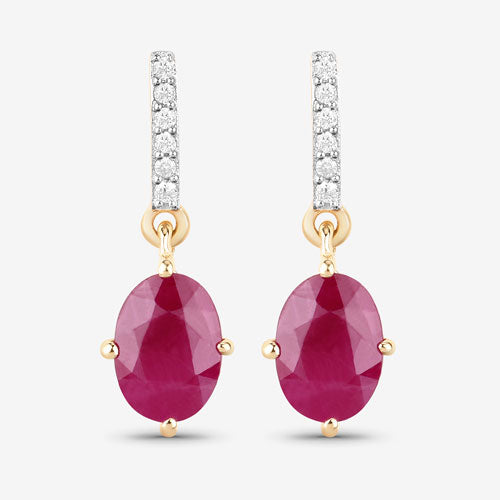 1.75 Carat Genuine Ruby and White Diamond 10K Yellow Gold Earrings by Bids.com