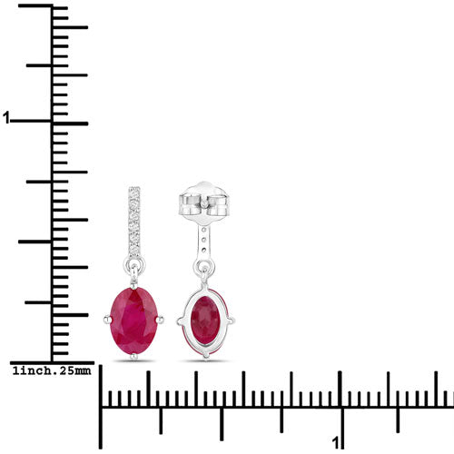 1.75 Carat Genuine Ruby and White Diamond 14K White Gold Earrings by Bids.com