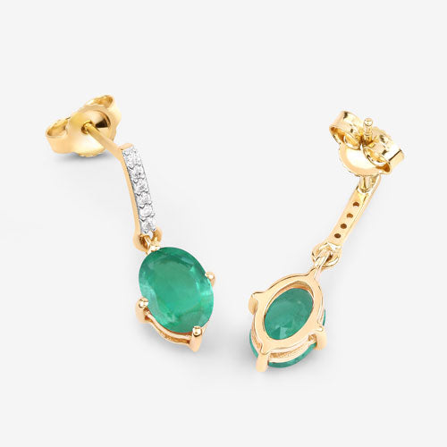 1.49 Carat Genuine Zambian Emerald and White Diamond 10K Yellow Gold Earrings by Bids.com