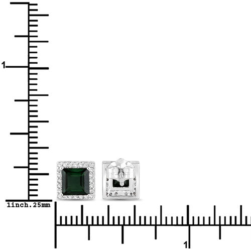 1.55 Carat Genuine Green Tourmaline and White Diamond 14K White Gold Earrings by Bids.com