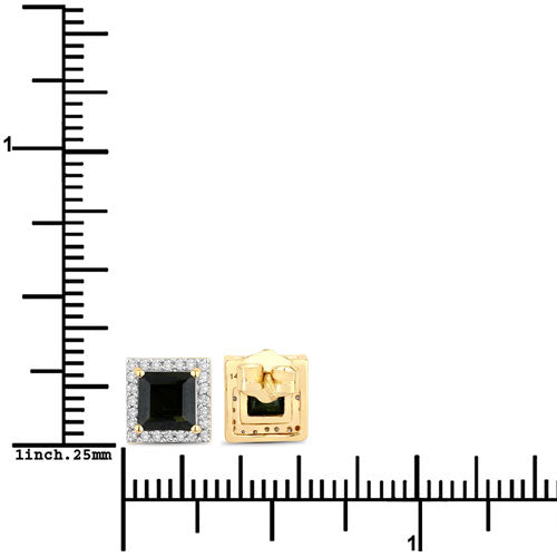 1.55 Carat Genuine Green Tourmaline and White Diamond 14K Yellow Gold Earrings by Bids.com